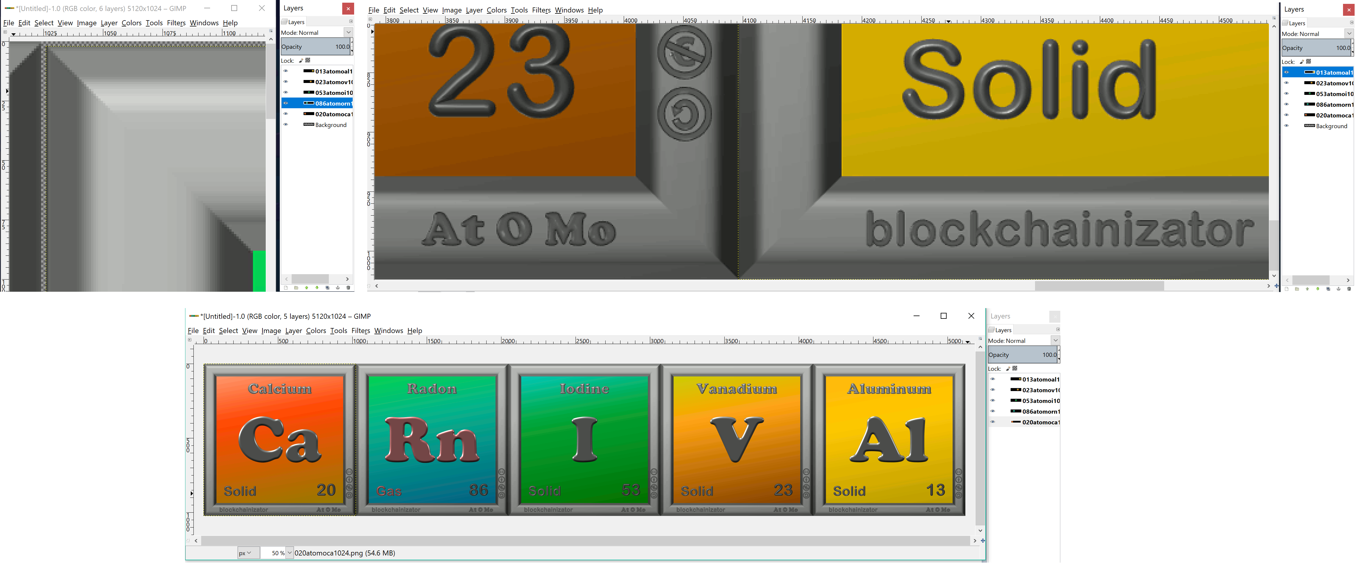 Finalize AtOMo word squares in Gimp